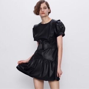 Zara Faux Leather Black Mini Dress